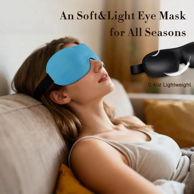 Alt view image 2 of 7 - PrettyCare 3D Sleep Mask 2 Pack,Eye Mask for Side Sleeper 3D Contoured Sleeping Mask Blackout Out for Men- Blindfold Airplane with Ear Plugs, Night Masks with Travel Bag (Black&Blue)