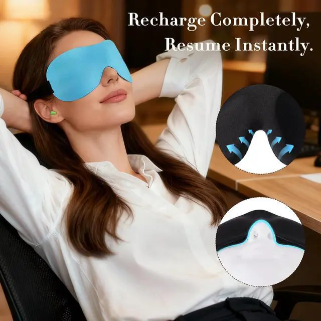 Alt view image 5 of 7 - PrettyCare 3D Sleep Mask 2 Pack,Eye Mask for Side Sleeper 3D Contoured Sleeping Mask Blackout Out for Men- Blindfold Airplane with Ear Plugs, Night Masks with Travel Bag (Black&Blue)