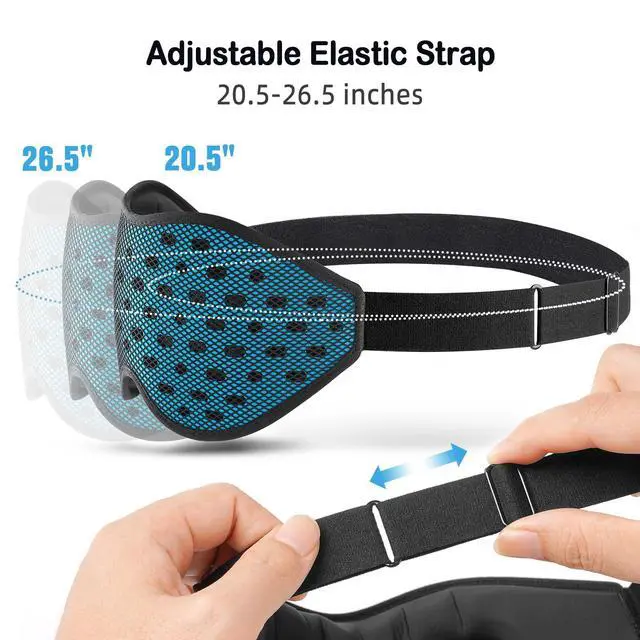 Alt view image 6 of 7 - LitBear Breathable Sleep Mask, 3D Eye Mask Sleep for Side Sleepers Women Men, Light Blocking Sleeping Mask with Adjustable Strap, Soft Lightweight Eye Cover for Travel, Night Work, Nap, Office - Blue