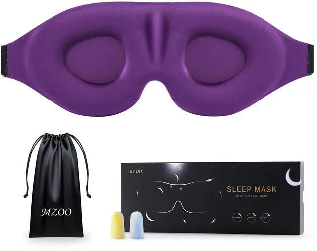 Main image of MZOO Luxury Sleep Eye Mask for Side Sleeper Men Women, Zero Eye Pressure 3D Sleeping Mask, Light Blocking Patented Design Night Blindfold, Soft Eye Shade Cover for Travel, Purple