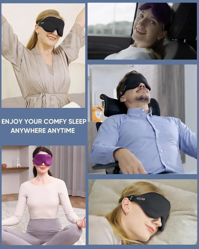 Alt view image 7 of 7 - MZOO Luxury Sleep Eye Mask for Side Sleeper Men Women, Zero Eye Pressure 3D Sleeping Mask, Light Blocking Patented Design Night Blindfold, Soft Eye Shade Cover for Travel, Blue