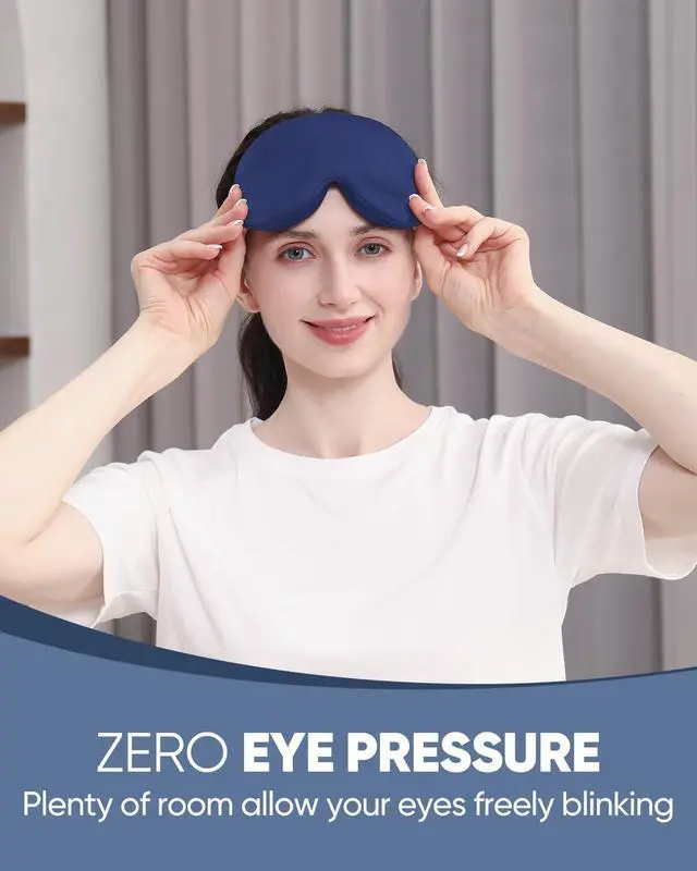 Alt view image 2 of 7 - MZOO Luxury Sleep Eye Mask for Side Sleeper Men Women, Zero Eye Pressure 3D Sleeping Mask, Light Blocking Patented Design Night Blindfold, Soft Eye Shade Cover for Travel, Blue