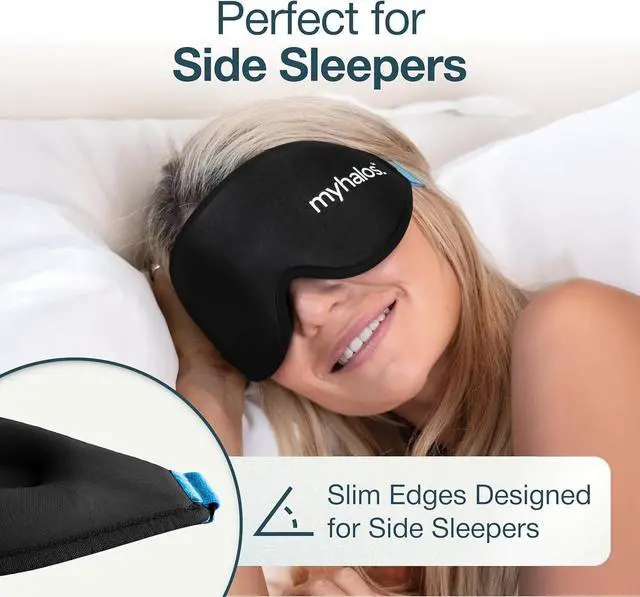 Alt view image 2 of 7 - MyHalos® Sleep Mask 3D Blackout Eye Mask for Women & Men, Side Sleepers, Zero Pressure Memory Foam Eyelash Friendly, Breathable,Award-Winning Sleep Aid for Travel (Black, 1 Count (Pack of 1)