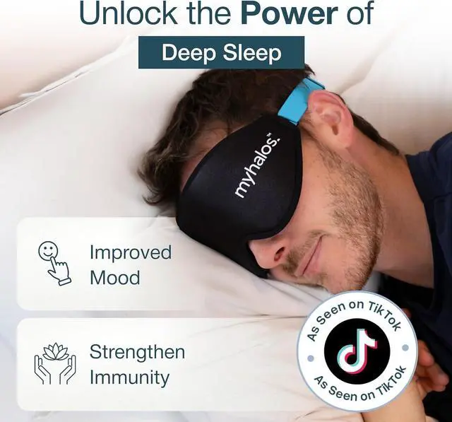 Alt view image 4 of 7 - MyHalos® Sleep Mask 3D Blackout Eye Mask for Women & Men, Side Sleepers, Zero Pressure Memory Foam Eyelash Friendly, Breathable,Award-Winning Sleep Aid for Travel (Black, 1 Count (Pack of 1)