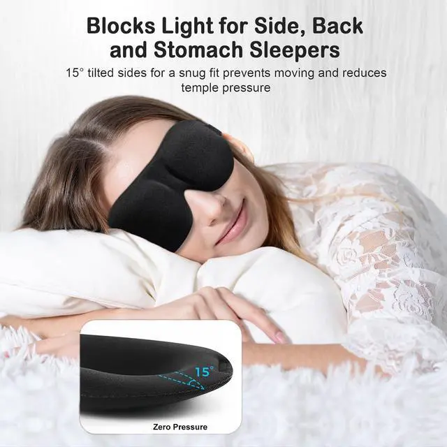 Alt view image 3 of 7 - YIVIEW Sleep Mask for Back and Side Sleeper Pack of 3, 100% Light Blocking 3D Eye Masks for Sleeping, Lightweight & Breathable Eye Cover for Women Men, Zero Pressure Night Blindfold