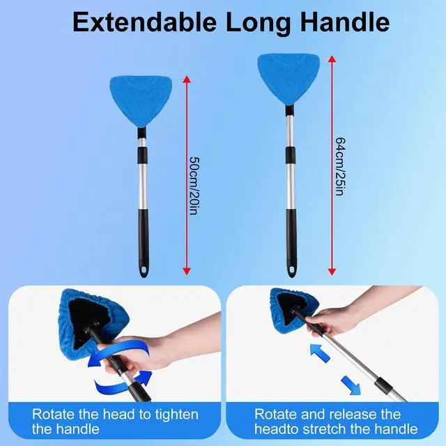 Alt view image 3 of 7 - BITOPE All-in-One Car Windshield Cleaner Kit | Extendable Tool with 3 Reusable Microfiber Pads & Spray Bottle for Interior & Exterior Window Cleaning on Cars, SUVs, Trucks