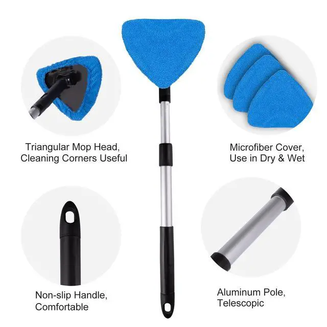 Alt view image 2 of 7 - BITOPE All-in-One Car Windshield Cleaner Kit | Extendable Tool with 3 Reusable Microfiber Pads & Spray Bottle for Interior & Exterior Window Cleaning on Cars, SUVs, Trucks