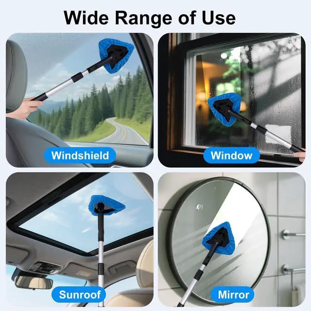 Alt view image 6 of 7 - BITOPE All-in-One Car Windshield Cleaner Kit | Extendable Tool with 3 Reusable Microfiber Pads & Spray Bottle for Interior & Exterior Window Cleaning on Cars, SUVs, Trucks