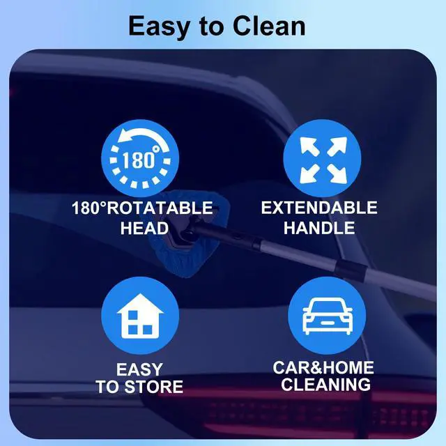 Alt view image 7 of 7 - BITOPE All-in-One Car Windshield Cleaner Kit | Extendable Tool with 3 Reusable Microfiber Pads & Spray Bottle for Interior & Exterior Window Cleaning on Cars, SUVs, Trucks
