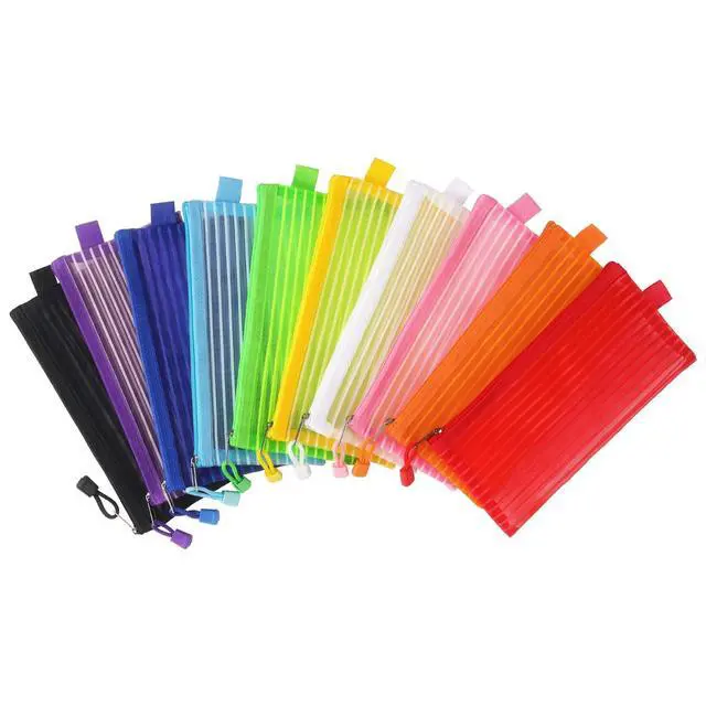 Alt view image 2 of 7 - Tamaki 10 Pack Zipper Mesh Pouch Pencil Pouch Multicolor Pen Bag Multipurpose for Office Supplies Travel Storage Bags, 10 Colors