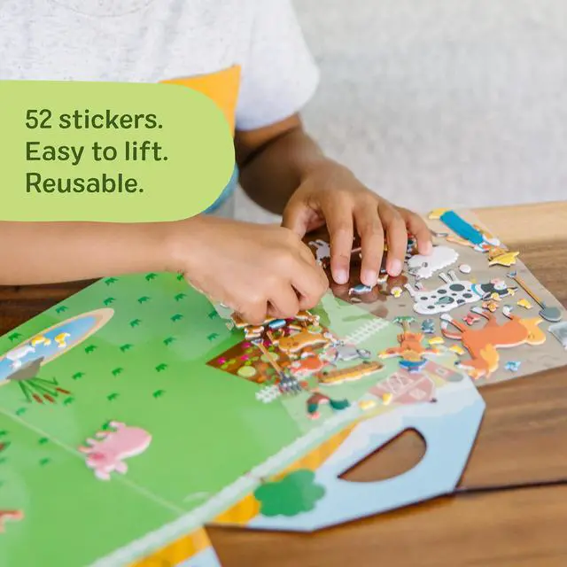 Alt view image 5 of 7 - Melissa & Doug Puffy Sticker Play Set On The Farm, 52 Reusable Stickers with 2 Fold-Out Scenes, Restickable Animal Arts and Crafts Activity Book for Kids Ages 4+ - FSC Certified