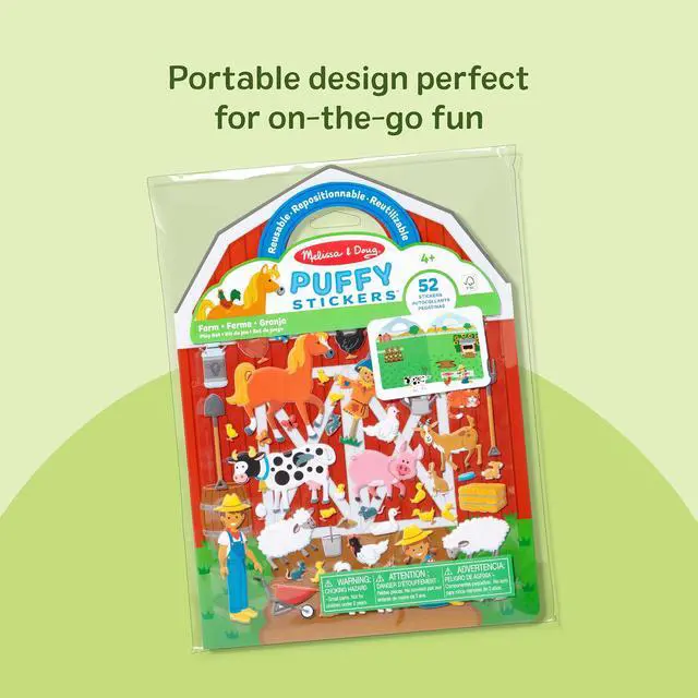 Alt view image 6 of 7 - Melissa & Doug Puffy Sticker Play Set On The Farm, 52 Reusable Stickers with 2 Fold-Out Scenes, Restickable Animal Arts and Crafts Activity Book for Kids Ages 4+ - FSC Certified