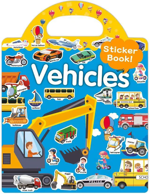 Main image of Benresive Reusable Sticker Book for Toddlers, Travel Stickers for Kids, Toddler Crafts Activities Toys, Birthday Gifts for Boys & Girls - Vehicle