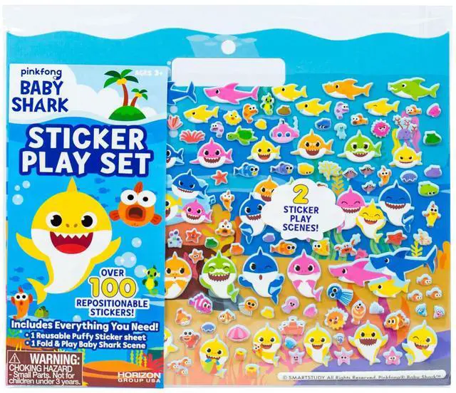 Main image of Baby Shark Sticker Play Set - 100 Reusable Puffy Stickers Baby Shark Sticker Bundle for Kids Ages 3 and Up