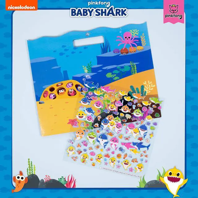 Alt view image 2 of 6 - Baby Shark Sticker Play Set - 100 Reusable Puffy Stickers Baby Shark Sticker Bundle for Kids Ages 3 and Up