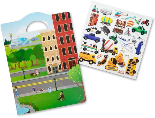 Alt view image 4 of 7 - Melissa & Doug Vehicles Puffy Sticker Play Set Travel Toy with Double-Sided Background, 32 Reusable Puffy Stickers