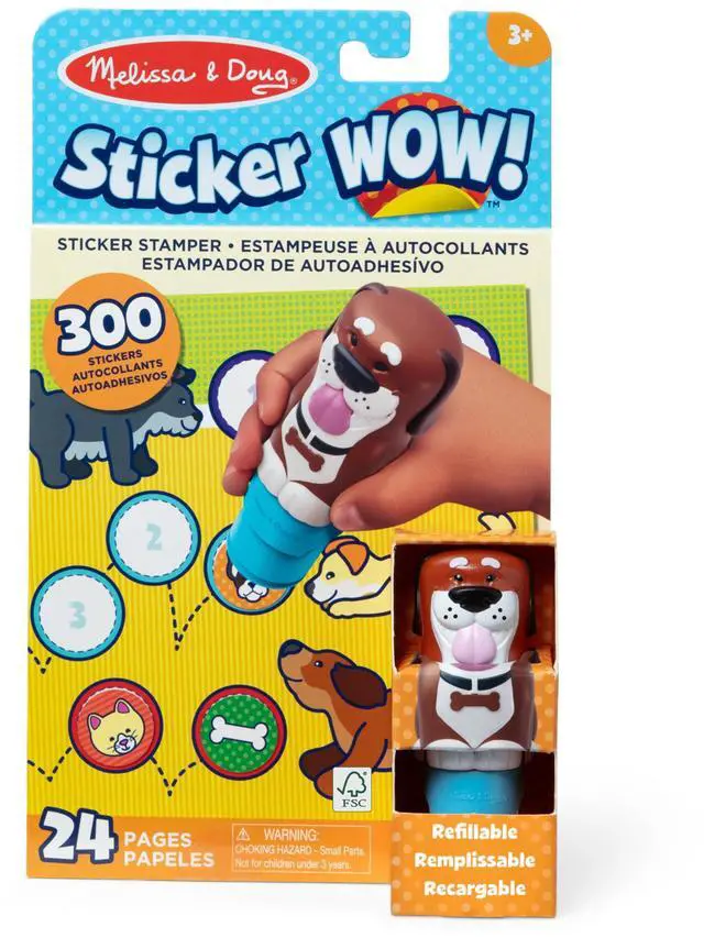 Main image of Melissa & Doug Sticker Wow! 24-Page Activity Pad and Sticker Stamper, 300 Stickers, Arts and Crafts Fidget Toy Collectible Character Dog - for Kids Ages 3+ - FSC Certified