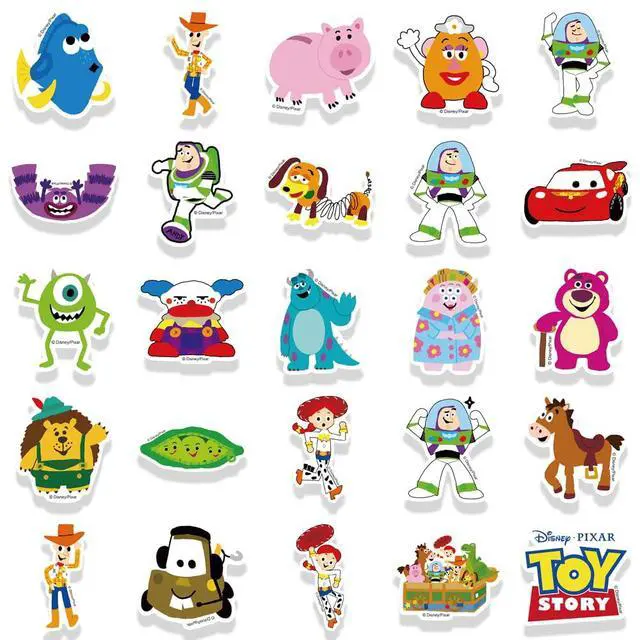 Alt view image 7 of 7 - 50pcs Toy Story Stickers for Kids Water Bottle, Cute Cartoon Waterproof Vinyl Decal for Teen Girl Laptop Skateboard Phone Guitar Travel Case Bike Helmet