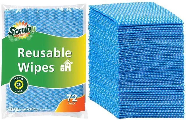 Main image of SCRUBIT Reusable Cleaning Wipes, Handy Wipes for Kitchen and Office - Dish Cloths for Washing Dishes - Multi Purpose Disposable Cleaning Towels (12 x 20 in) 72 Pack (Blue)