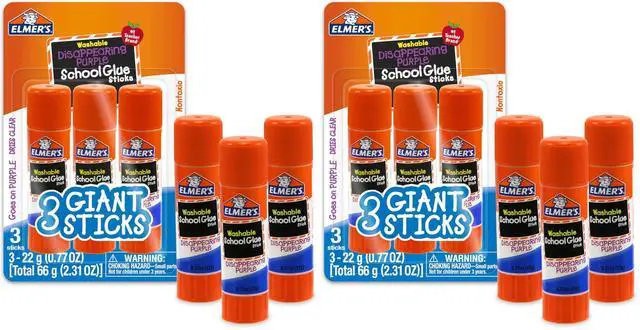 Main image of Elmer's Disappearing Purple School Glue Sticks, Washable, 22 Grams, 3 Count - Poster, Vision Board, Back to School Supplies, #1 Teacher Brand (Pack of 2)