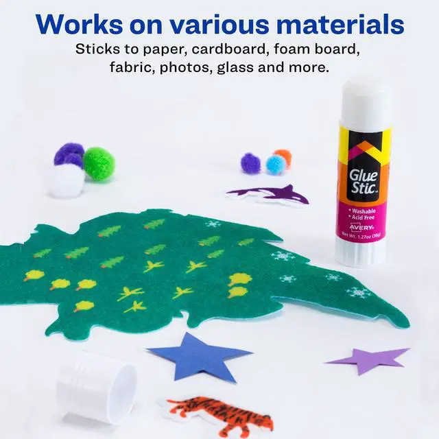 Alt view image 6 of 7 - Avery Glue Stic - Washable, Glue Sticks for Classroom, Crafting, and Office Use, 1.27 oz., Pack of 6, White (98073)