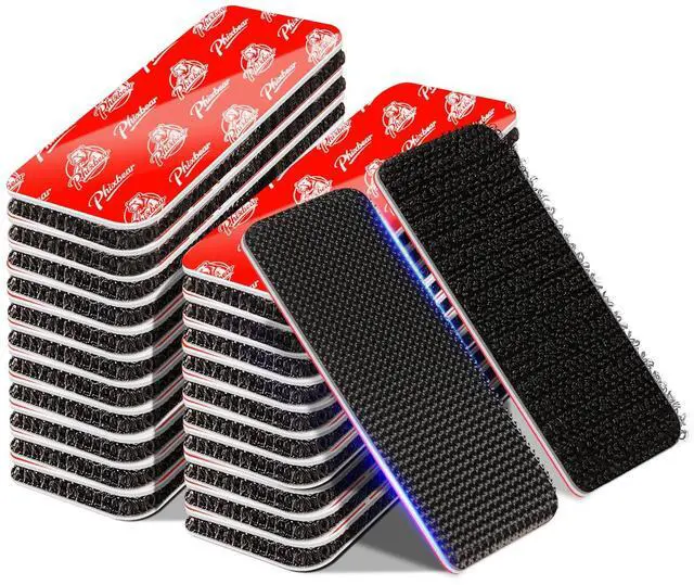 Main image of PHIXBEAR 20 Sets Super Adhesive Hook and Loop Strips Heavy Duty, Heat Resistant Waterproof, Outdoor or Indoor Use, Black 1.2x3.2 Inch
