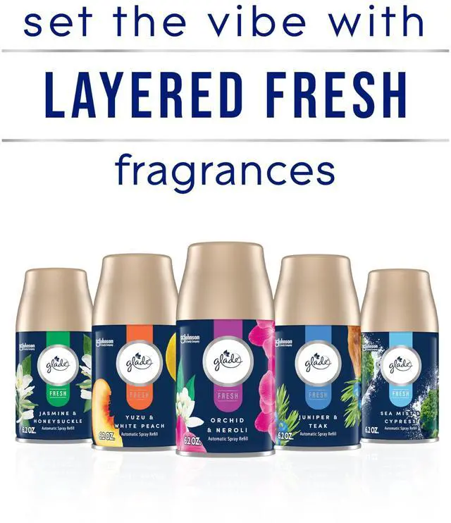 Alt view image 5 of 7 - Glade Automatic Spray Refill, Sea Mist & Cypress, Scented Air Freshener for Home and Bathroom, 6.2 Oz