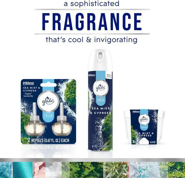 Alt view image 7 of 7 - Glade Automatic Spray Refill, Sea Mist & Cypress, Scented Air Freshener for Home and Bathroom, 6.2 Oz