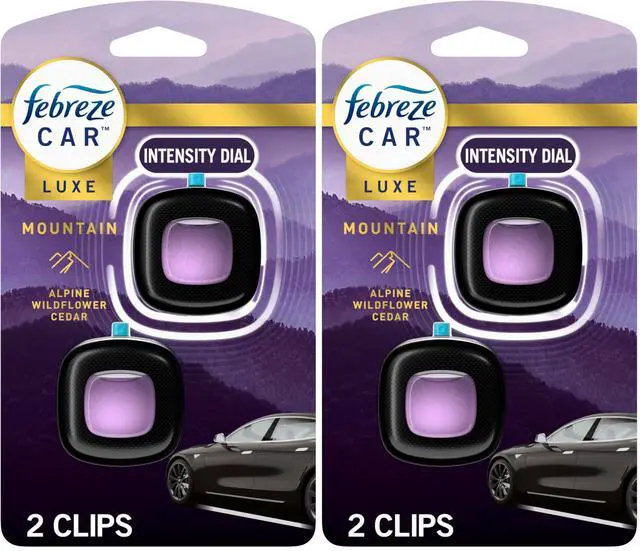 Main image of Febreze Car Mountain Scent Air Freshener Vent Clip,.07 oz,(Pack of 4)