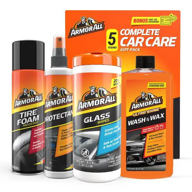 Main image of Armor All Car Cleaning Kit, Glass Wipes, Protectant, Wash & Wax, Tire Foam