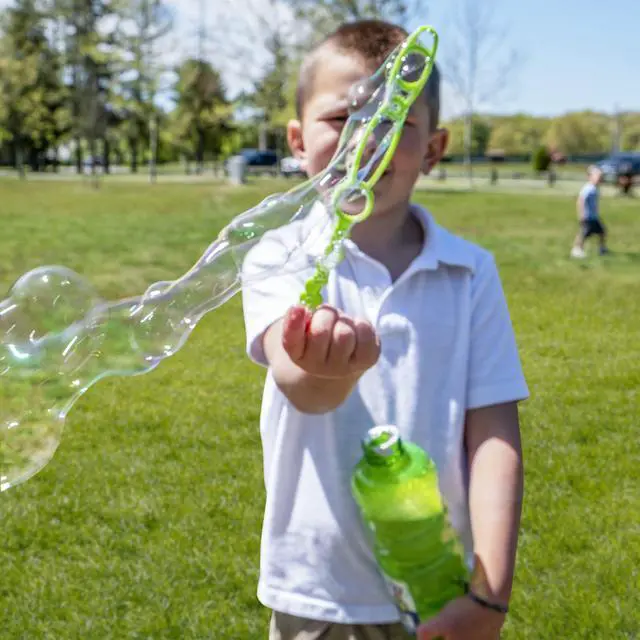 Alt view image 3 of 7 - Little Kids Bubbles by Fubbles 64oz Non Toxic Bubble Solution | Refill Solution for Bubble Machines and Bubble Toys | Bubble Wand Included, Colors May Vary