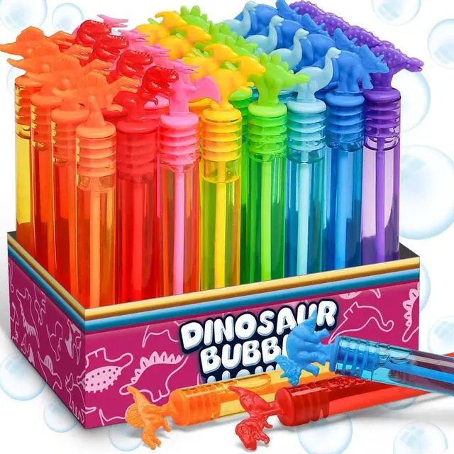 Main image of 32 Pack Bubble for Kids Party Favors, 8 Style Mini Bubble Wands with Gift Box, Dinosaur Toys Bulk for Carnival Prizes Goodie Bag Stuffers Supplies, Birthday Bath Time Bubbles Blower Toy for Girl Boy