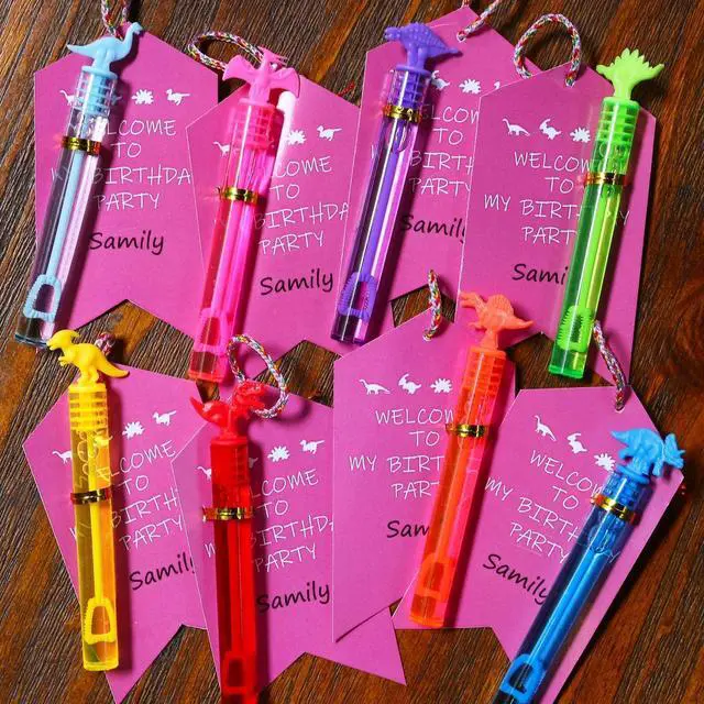 Alt view image 3 of 7 - 32 Pack Bubble for Kids Party Favors, 8 Style Mini Bubble Wands with Gift Box, Dinosaur Toys Bulk for Carnival Prizes Goodie Bag Stuffers Supplies, Birthday Bath Time Bubbles Blower Toy for Girl Boy
