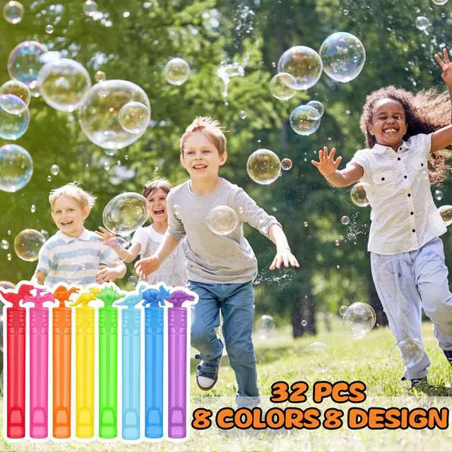 Alt view image 5 of 7 - 32 Pack Bubble for Kids Party Favors, 8 Style Mini Bubble Wands with Gift Box, Dinosaur Toys Bulk for Carnival Prizes Goodie Bag Stuffers Supplies, Birthday Bath Time Bubbles Blower Toy for Girl Boy
