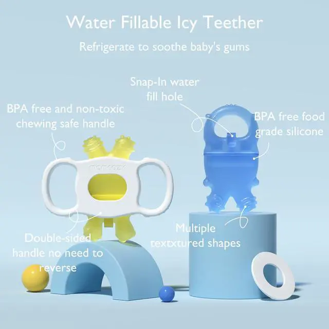 Alt view image 2 of 7 - Momcozy Baby Teether Toys | Food Grade Silicone Teething Relief 0-6 Months | Toy 6-12 Months | Baby Essential | Green and Pink