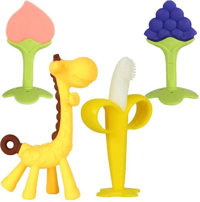 Main image of Haili XMGQ Baby Teething Toys 3-6 Months, Baby Chew Teether Toys BPA Free, Babies Teething Relief for Infants, Banana Toothbrush, Fruit Shape Giraffe Newborn Teether Gift for Baby Boy and Girl Toy