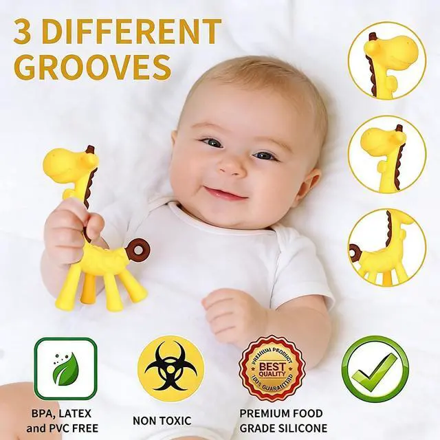 Alt view image 2 of 7 - Haili XMGQ Baby Teething Toys 3-6 Months, Baby Chew Teether Toys BPA Free, Babies Teething Relief for Infants, Banana Toothbrush, Fruit Shape Giraffe Newborn Teether Gift for Baby Boy and Girl Toy