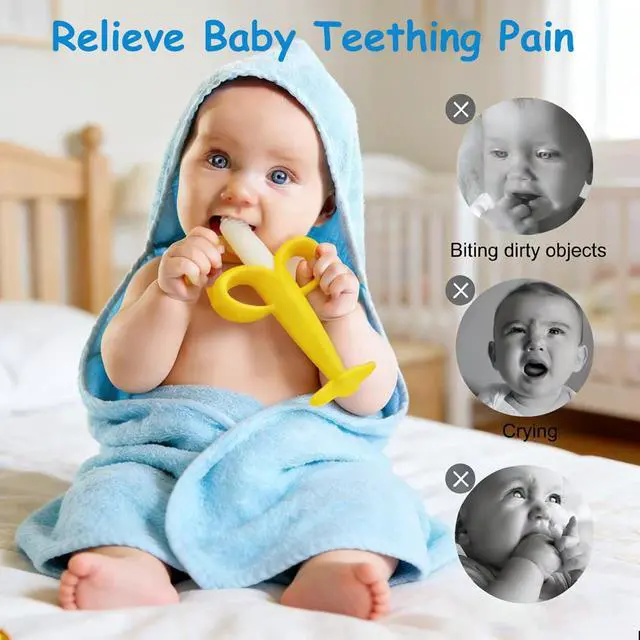 Alt view image 3 of 7 - Haili XMGQ Baby Teething Toys 3-6 Months, Baby Chew Teether Toys BPA Free, Babies Teething Relief for Infants, Banana Toothbrush, Fruit Shape Giraffe Newborn Teether Gift for Baby Boy and Girl Toy