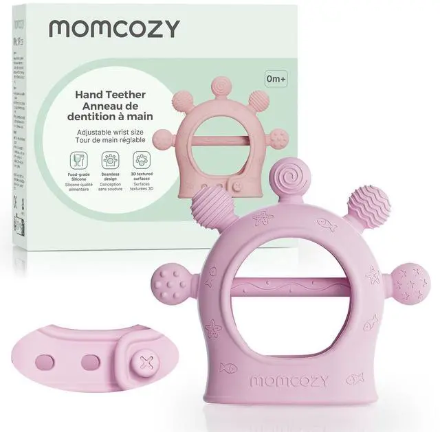 Main image of Momcozy Baby Teether Toys | Silicone Teether for 0-12 Months | Baby Teething Relief | Pink
