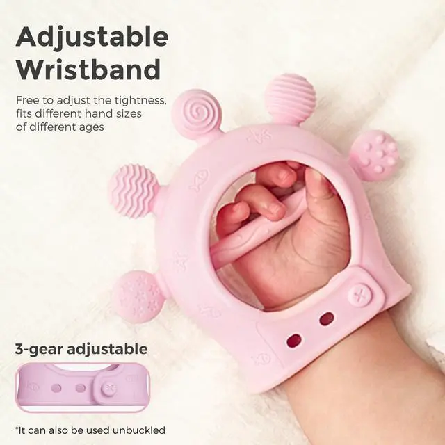Alt view image 3 of 7 - Momcozy Baby Teether Toys | Silicone Teether for 0-12 Months | Baby Teething Relief | Pink