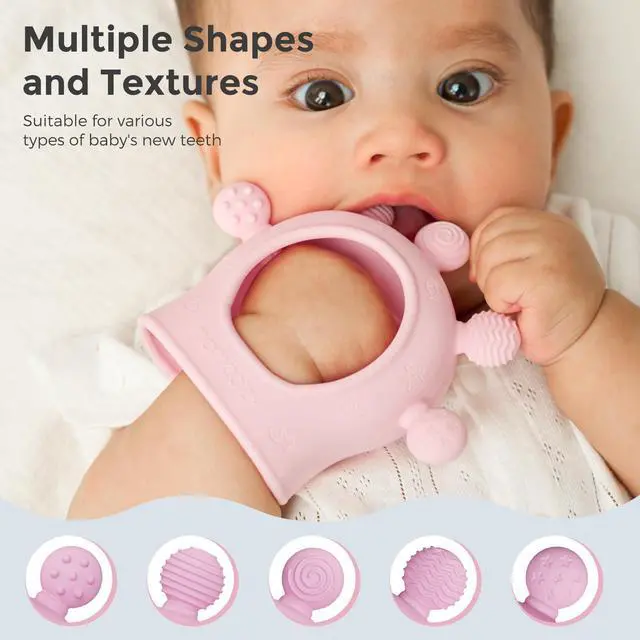 Alt view image 4 of 7 - Momcozy Baby Teether Toys | Silicone Teether for 0-12 Months | Baby Teething Relief | Pink