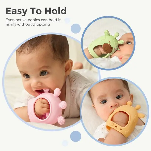 Alt view image 5 of 7 - Momcozy Baby Teether Toys | Silicone Teether for 0-12 Months | Baby Teething Relief | Pink