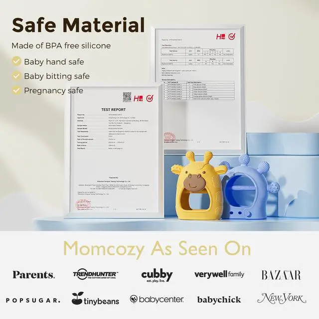 Alt view image 7 of 7 - Momcozy Baby Teether Toys | Baby Teething Toys | Baby Teething Relief | Food Grade Silicone Teether Baby Toys | Baby Teether 0-6 Months | Teething Toy 6-12 Months | Baby Essential | Yellow