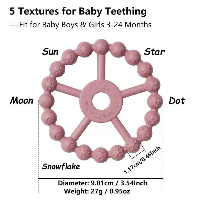 Alt view image 3 of 6 - 3 Pack Ring Teether Baby Infant Toys, Baby Essentials, Silicone Teething Ring Toys for Babies 0-6 Months, Seposeve Toddler Teethers 6-12 Months 12-24 Months, Infant Teething Relief, Purple Pink White