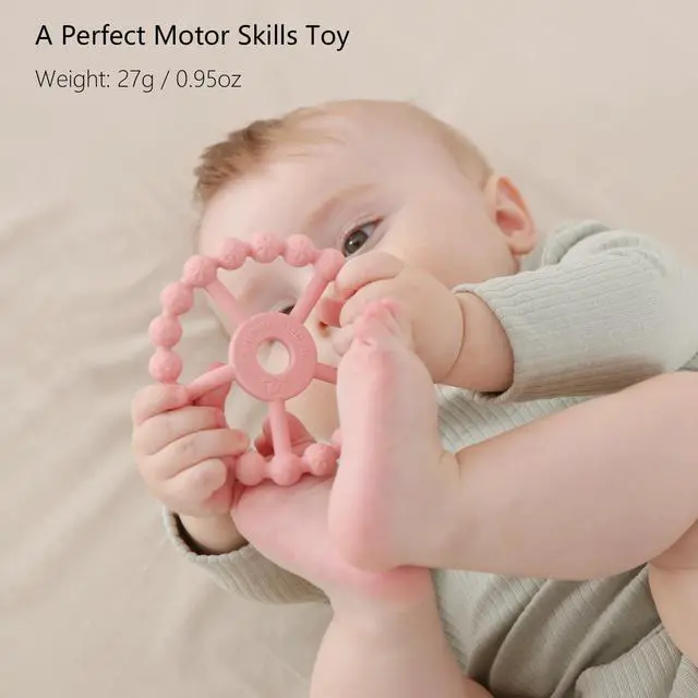 Alt view image 5 of 6 - 3 Pack Ring Teether Baby Infant Toys, Baby Essentials, Silicone Teething Ring Toys for Babies 0-6 Months, Seposeve Toddler Teethers 6-12 Months 12-24 Months, Infant Teething Relief, Purple Pink White