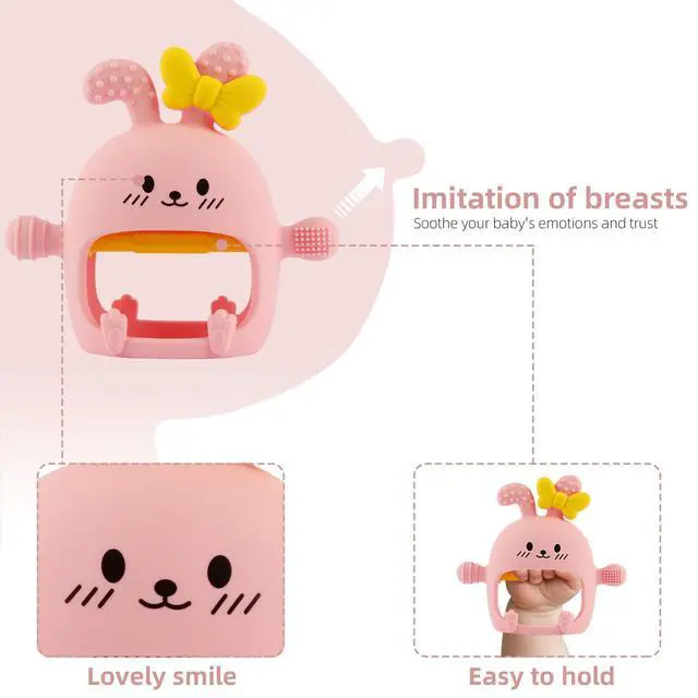 Alt view image 2 of 6 - Chuya Baby Teething Toy for 0-3 3-6 6-12 12-24 Months Bunny Mitten Toys