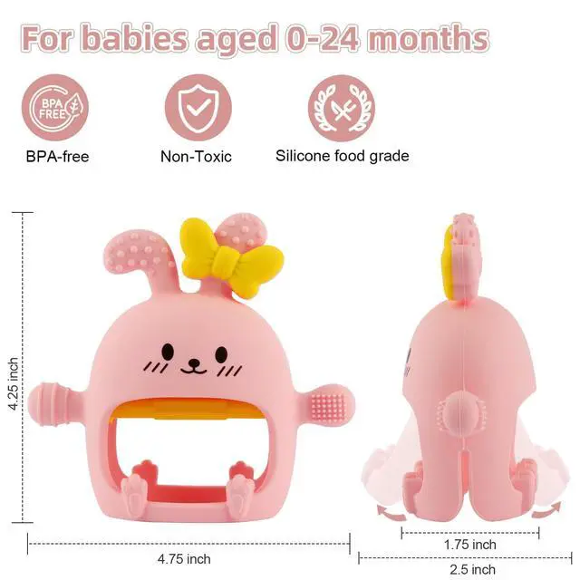 Alt view image 4 of 6 - Chuya Baby Teething Toy for 0-3 3-6 6-12 12-24 Months Bunny Mitten Toys