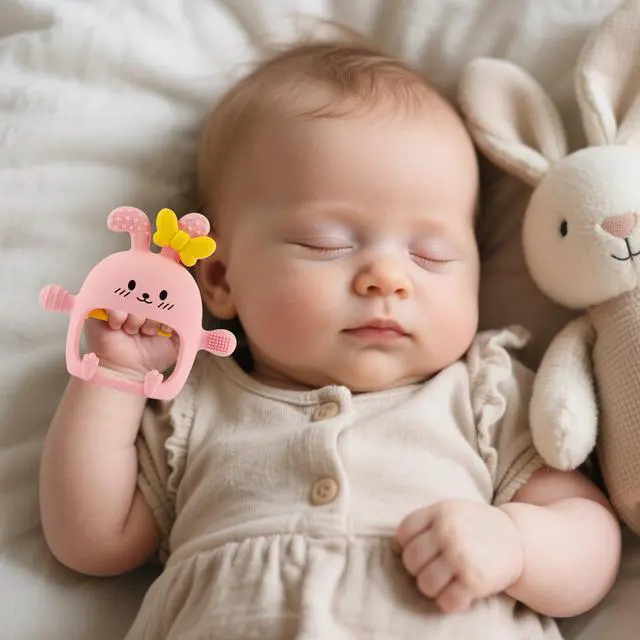 Alt view image 6 of 6 - Chuya Baby Teething Toy for 0-3 3-6 6-12 12-24 Months Bunny Mitten Toys