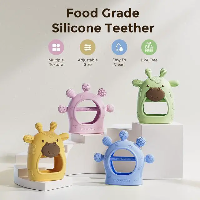 Alt view image 2 of 7 - Momcozy Baby Teether Toys | Baby Teething Toys | Baby Teething Relief | Food Grade Silicone Teether Baby Toys | Baby Teether 0-6 Months | Teething Toy 6-12 Months | Baby Essential | Yellow