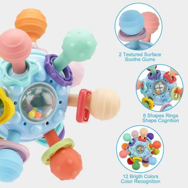 Alt view image 3 of 7 - Baby Montessori Sensory Toys for 0-6 6-12 Months, Baby Teether Teething Toys for Babies 0 3 6 9 12 18 Months, Newborn Infant Learning Developmental Toys Gifts for 1 2 Year Old Boys Girls
